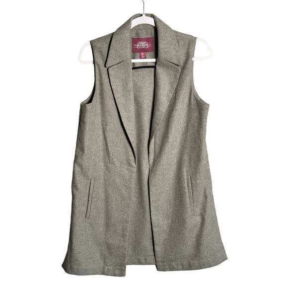 The Savile Row Co London Wool Blend Open Front Sleeveless Long Vest S minimalist - Picture 1 of 11